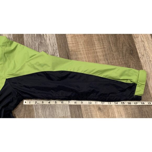St. Johns Bay Lime Green Black Hooded Windbreaker Jacket Lightweight Size Large - Picture 15 of 16